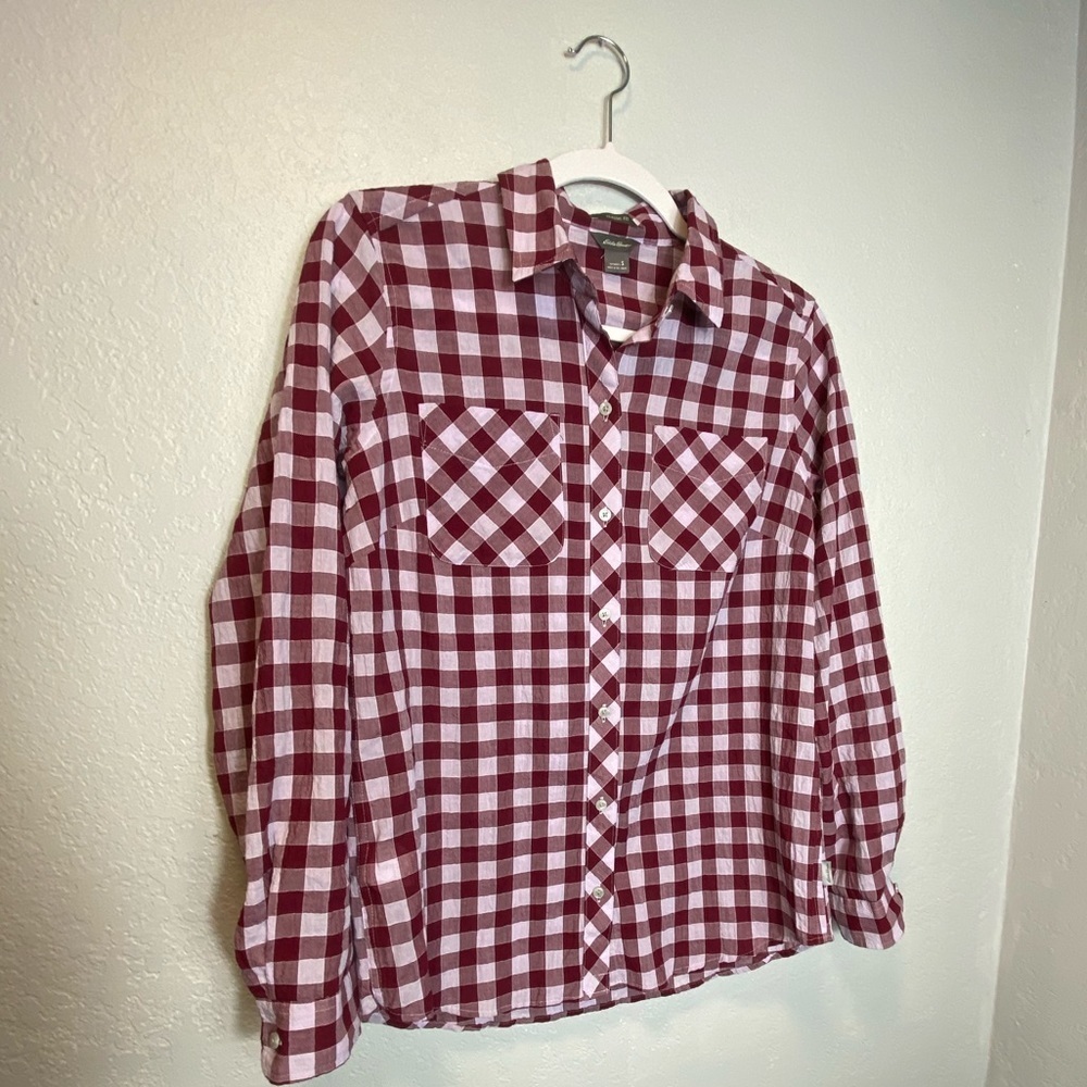 Eddie Bauer Womens Plad Button Down Shirt Sz S